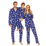 Pijama familiar a juego entre padres e hijos con camisa con botones y pantalones