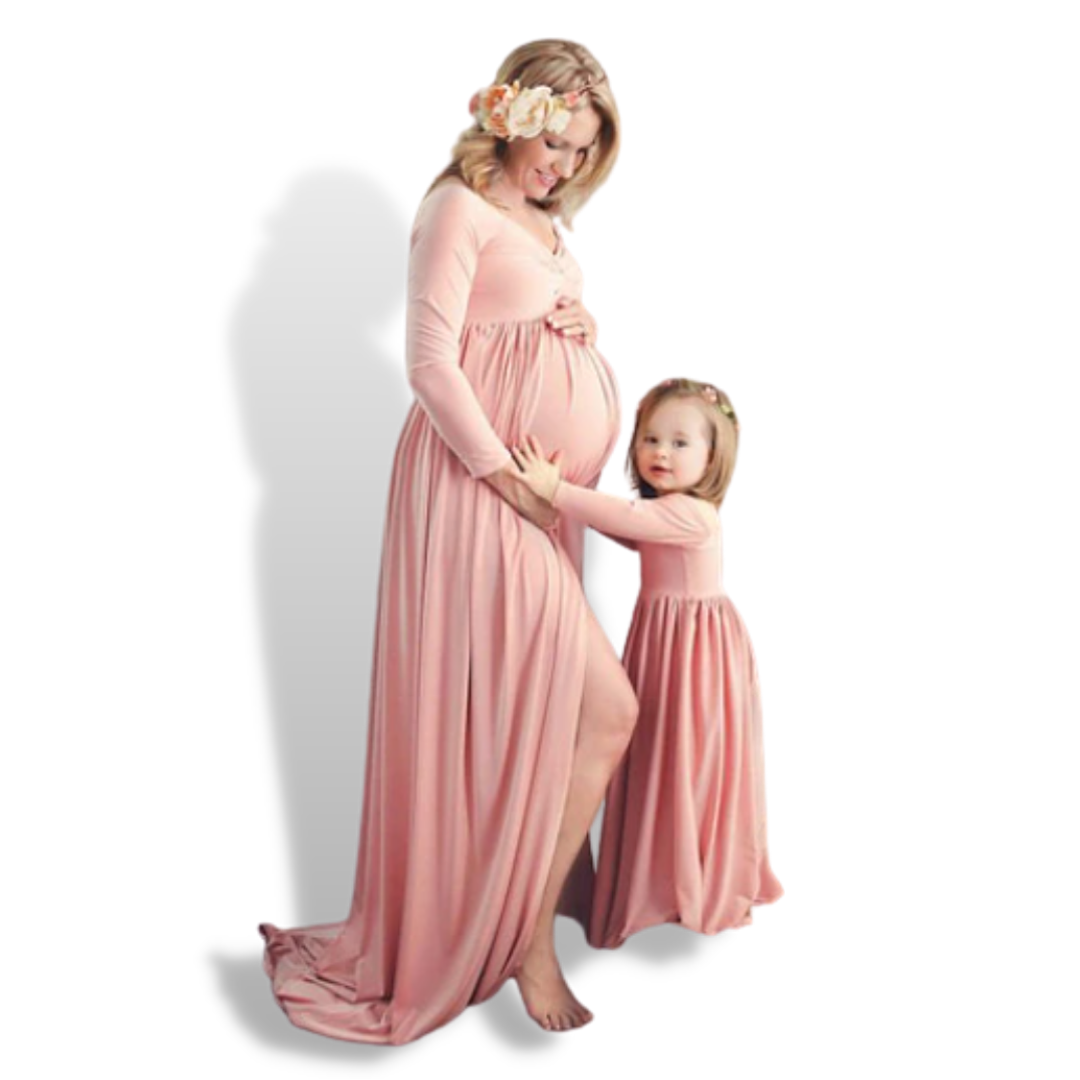 Off Shoulder Maternity Maxi Dress Mom and Me Matching Outfit