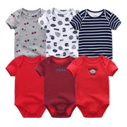 6 Pcs Bundle Mix Prints Soft Cotton Baby Boy Onesies