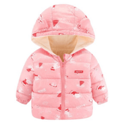 Space Toon Pattern Pink Hooded Parka Jacket