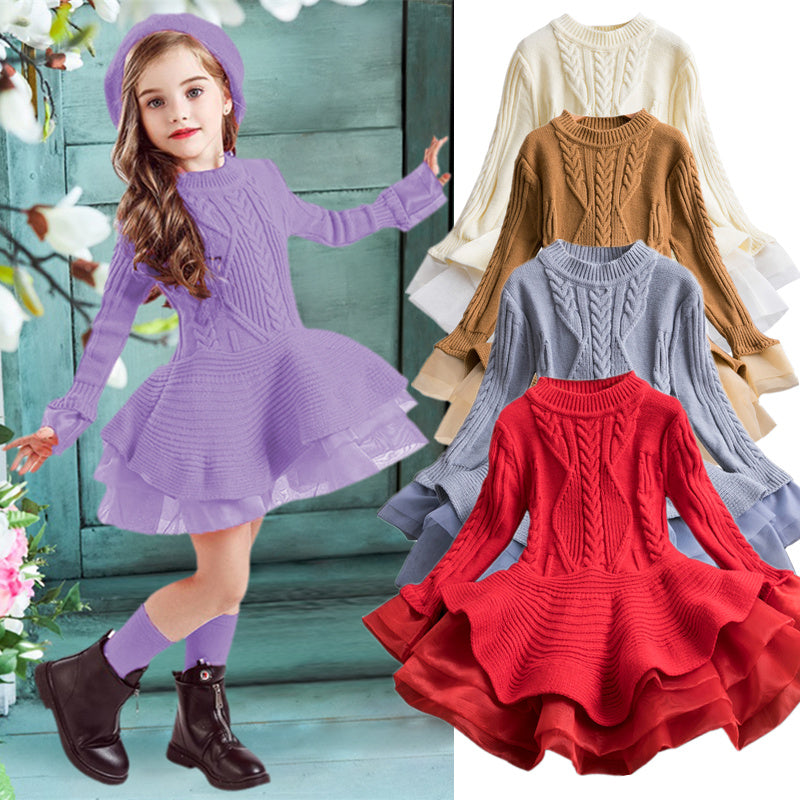 Knitted Flare Dress - 1LoveBaby Store, Red / 5 Knitted Flare Dress - 1LoveBaby Store, Red / 5