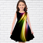 Colorful Party Lights Print Design Girl Summer Dress