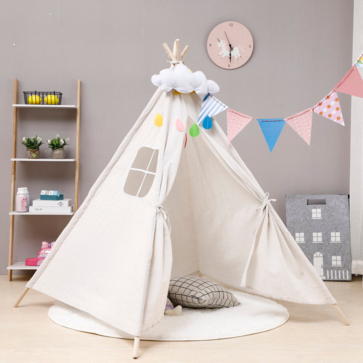 51 Inches Large Teepee Kids Play Tent Foldable
