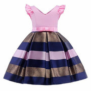 Striped Ribbon Elegant Girl Dress