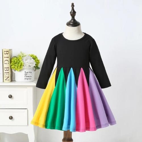 Colorful Rainbow Long Sleeve Dress, Black / 2T Colorful Rainbow Long Sleeve Dress, Black / 2T