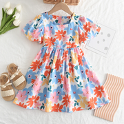 Vestidos florales de verano: coloridos de manga corta para niñas