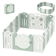 14-Panel Foldable Baby Playpen with Car-Themed Activity Center
