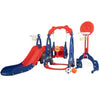 5-in-1 Car-Themed Toddler Slide and Swing Set – Slide, Swing, Basketball Hoop, Soccer Net & Ring Toss for Ages 1–8