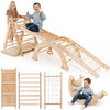 5-in-1 Montessori Climbing Set for Kids – Triangle Ladder, Arch Rocker, Slide Ramp, Climbing Net & Cushion