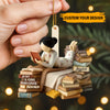 Personalized Book Lover Girl Wooden Ornament – Custom Name Reading Ornament | Just a Girl Who Loves Books Gift