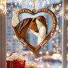 Ornamento Conmemorativo Personalizado para Amantes de los Caballos – Capturador de Sol en Forma de Corazón de Madera con Alas y Recuerdo por Pérdida de Mascota | Regalo Grabado con Nombre para Jinete y Amantes de los Caballos