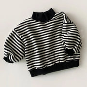 Cozy Striped High-neck Sweatshirt for Babies