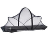 Black and gray mesh tent on a white background