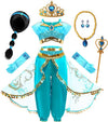 Girls Turquoise Princess Costume – Two-Piece Outfit & Gold-Tone Details
