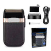 Electric shaver set with accessories on a white background