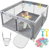Large Square Baby Playpen (128x128x68 cm) with Anti-Collision Foam Padding