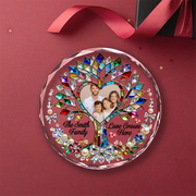 Personalized Family Tree Round Glass Ornament