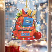 Personalized School Backpack Wooden Ornament