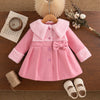 Baby Girl Bow Tie Woolen Coat – Cute & Warm Lapel Overcoat for Infants & Toddlers