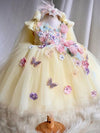 Girls Butterfly Flower Princess Dress – Cotton Blend Party Outfit