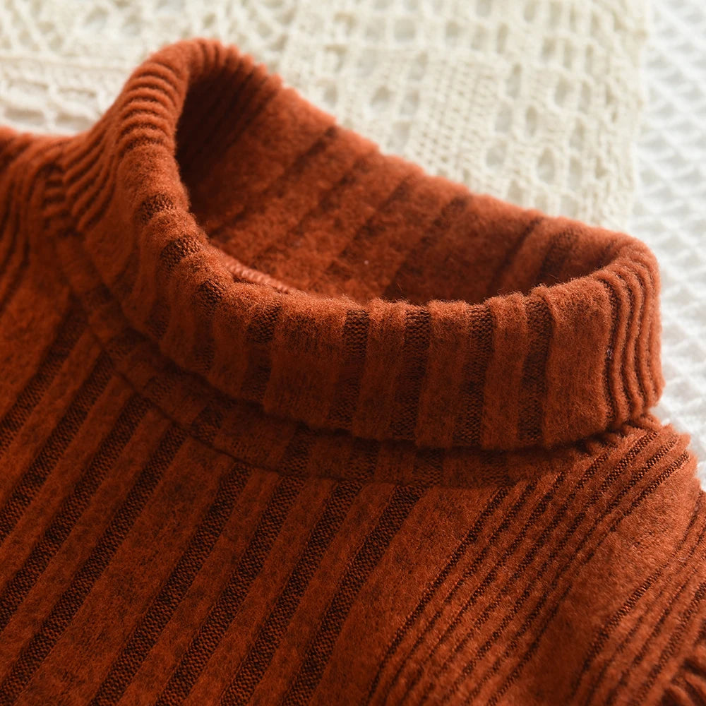 Chic High Neck Woolen Dress - Autumn/Winter Collection for Girls 1lovebaby Chic High Neck Woolen Dress - Autumn/Winter Collection for Girls 1lovebaby
