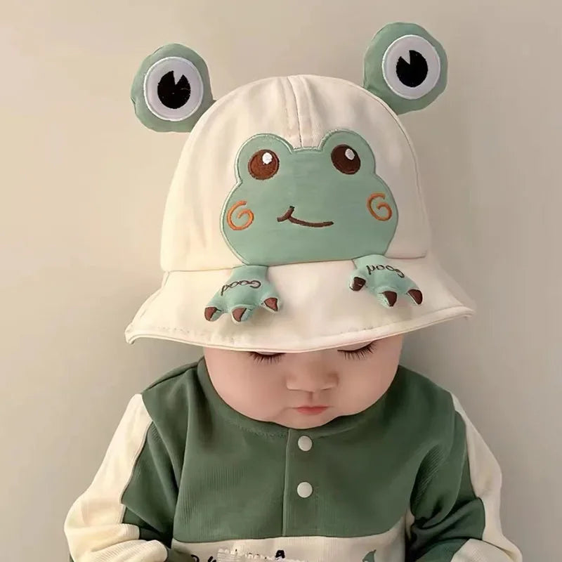 summer infant frog Cute Frog Baby Bucket Hat: Spring/Summer Fisherman Cap