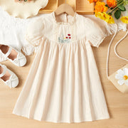 Vestido de princesa floral bordado para niña: moda informal