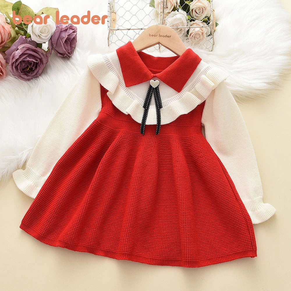 Elegant Winter Sweater Dress for Girls (2-6 Years), Pink / 130 Elegant Winter Sweater Dress for Girls (2-6 Years), Pink / 130