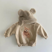 Camisetas con dibujos animados: acogedora sudadera con capucha para niños para otoño/invierno