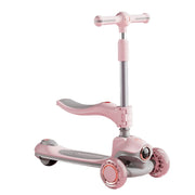 2-in-1 Foldable Kids Scooter with Removable Seat, 5-Level Adjustable Height, LED Light-Up Wheels, and Music Player, Safe Toddler Ride-On for Ages 3–12