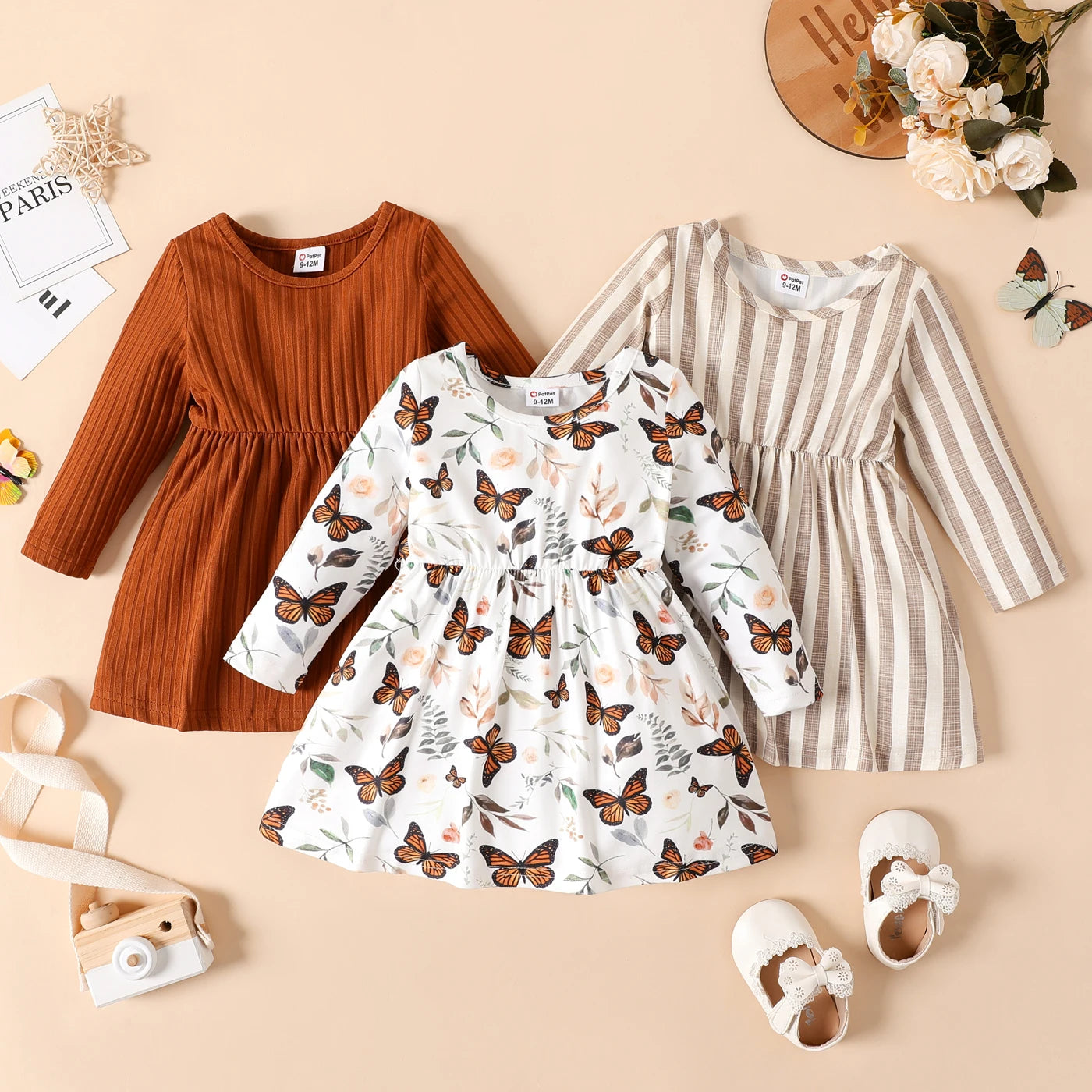 Newborn Baby Girl Ribbed Party Dress, Multi-color / 18-24M Newborn Baby Girl Ribbed Party Dress, Multi-color / 18-24M