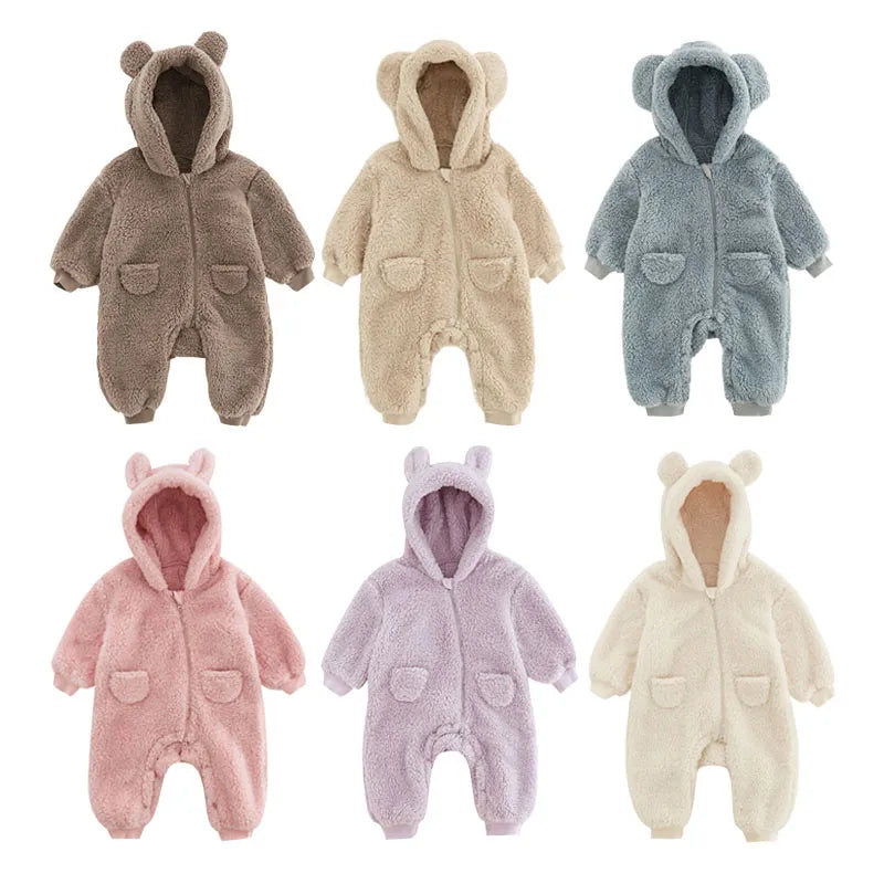 Winter Fleece Baby Rompers - Warm Animal Overall for Newborns 1lovebaby Winter Fleece Baby Rompers - Warm Animal Overall for Newborns 1lovebaby