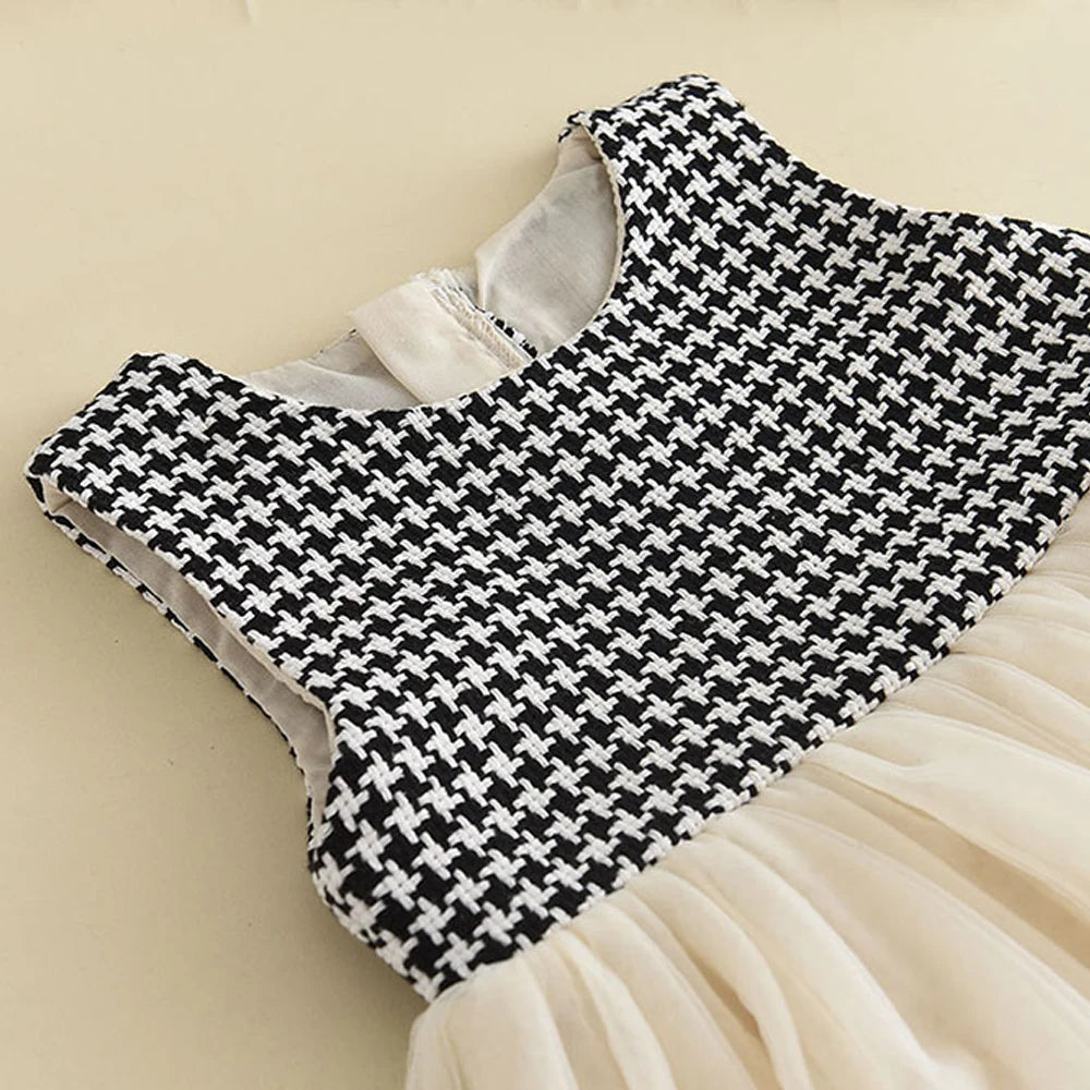 Girls' Checkered Tank Dress + Retro Coat Set (2-6Y)