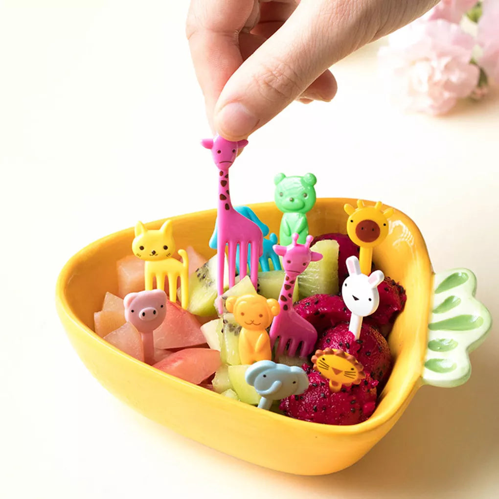 10pcs Mini Cartoon Animal Fruit Forks