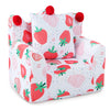 Strawberry Print Kids Armchair Sofa Set, Foam Filled Toddler Couch with Padded Pillow, Crown Shape, and Washable Ultra-Soft Cover (Ages 0-5)