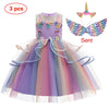 Girls Unicorn Princess Dress – Sleeveless Flower Cake Party Gown