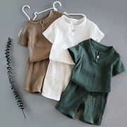 Conjunto de ropa deportiva de lino: camiseta + pantalón corto (1-6 años) 