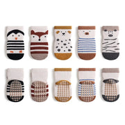 5 Pairs/Lot Anti-Slip Baby Socks with Cartoon Animal Print