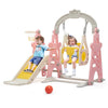 4-in-1 Toddler Slide & Swing Playset – Kids Climber with Long Slide, Swing & Basketball Hoop
