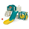 9-in-1 Bus-Themed Toddler Slide & Climber Set – Basketball Hoop, Crawl Tunnel & Car Playhouse for Kids Ages 1–5