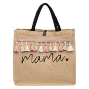 Women’s Tote Bag – "Mama" Letter Print Linen Handbag