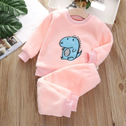 Conjunto de ropa de hogar de invierno - Conjunto de terciopelo coral grueso para niños