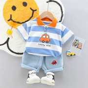 High-Quality Baby Polo Shirt + Denim Shorts Set