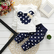 Conjunto de camiseta con lazo y lunares: chándal de moda para niñas 