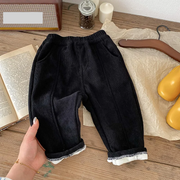 Winter Warm Kids Pants - Fleece-Lined Corduroy Trousers (1-6Y)