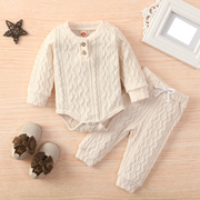 Autumn/Winter Baby Baseball Collar Knit Set