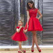 Lace Top Red Cocktail Mom & Me Dress