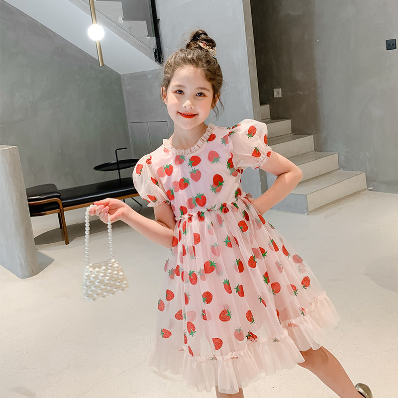 pink strawberry print dress Strawberry Jersey Mini Dress