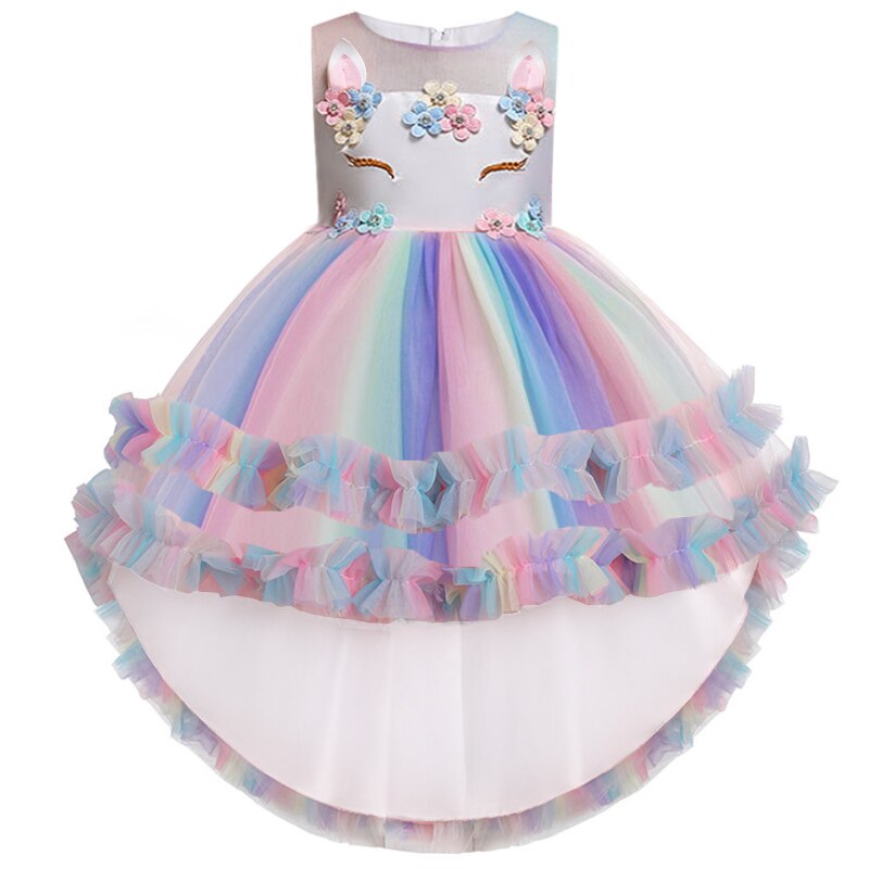 Long Back Ruffles Unicorn Dress, Purple / 9 Long Back Ruffles Unicorn Dress, Purple / 9
