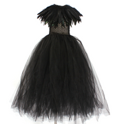 Evil Witch Black Halloween Costume Tulle Dress Set